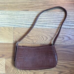 Croc Embossed Baguette Bag